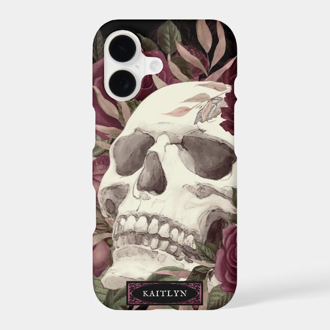Skull Roses Burgundy Black Personalised (Back)