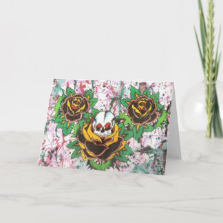 skull roses card