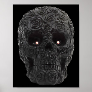 Skull Roses Gothic Floral Halloween Costume Skelet Poster