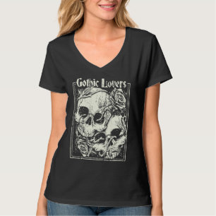 Skull Roses Mycologist of Aesthetic Goth Punk Vale T-Shirt