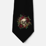 Skull & Roses | Neck Tie | Black<br><div class="desc">A subtle,  elegant tie. An understated Halloween statement. 
The finishing touch to your Lord of the Manor,  Dracula,  Vampire,  Jeckyll & Hyde steam punk Halloween costume/cosplay.</div>