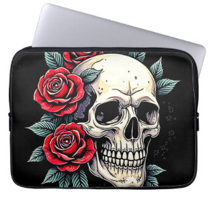 Skull Roses Tattoo Art Laptop Sleeve