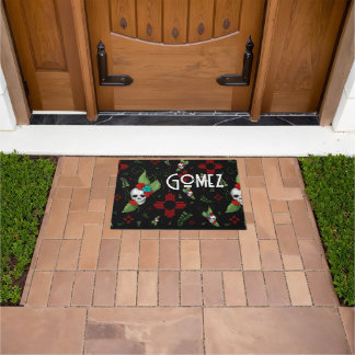 Skull Roses Zia Sun Greenery Black New Mexico Doormat