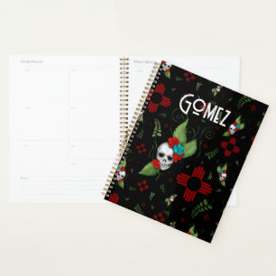 Skull Roses Zia Sun Greenery Black New Mexico Planner