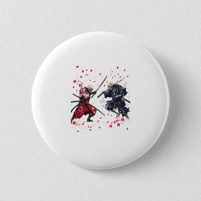 Skull Samurai Duel 6 Cm Round Badge (Front)