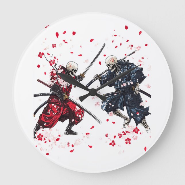 Skull Samurai Duel Large Clock (Front)