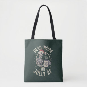 Skull Santa Dead Inside Christmas Vintage Jolly Af Tote Bag