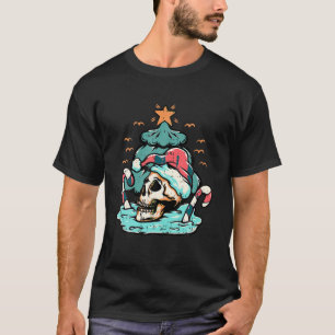 Skull Santa Hat Christmas Pajama X Mas Tree Candy  T-Shirt