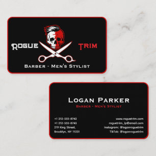 Skull Scissor Modern Barber Shop Business Card