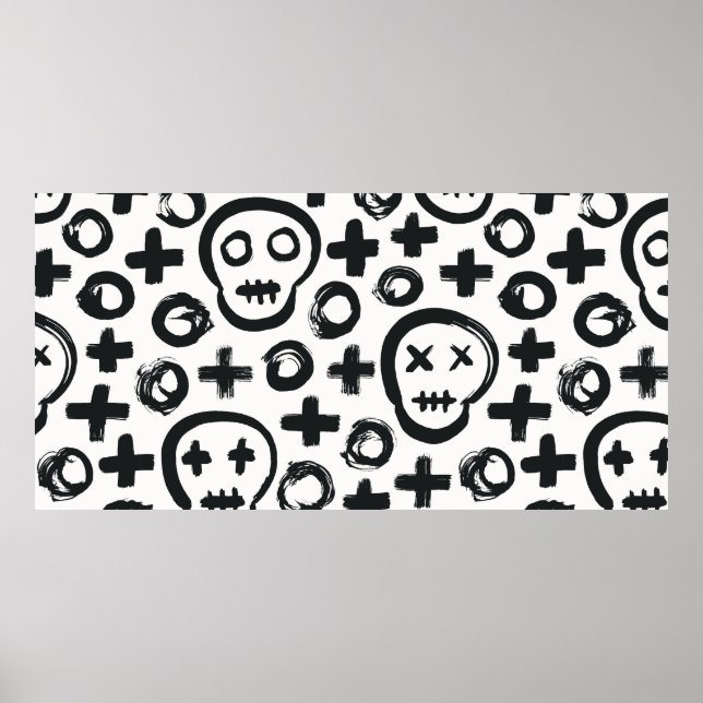 Skull seamless background. Surface decoration with (Front)