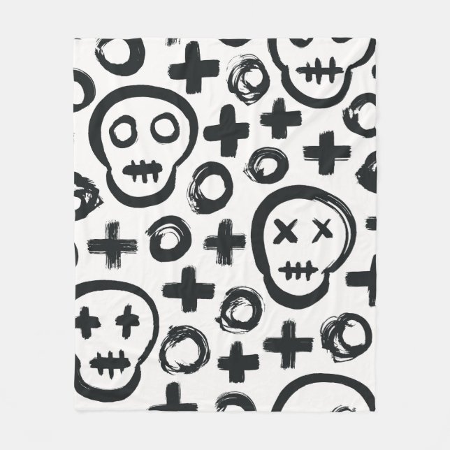 Skull seamless background. Surface decoration with Fleece Blanket (Front)
