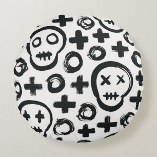 Skull seamless background. Surface decoration with Round Cushion