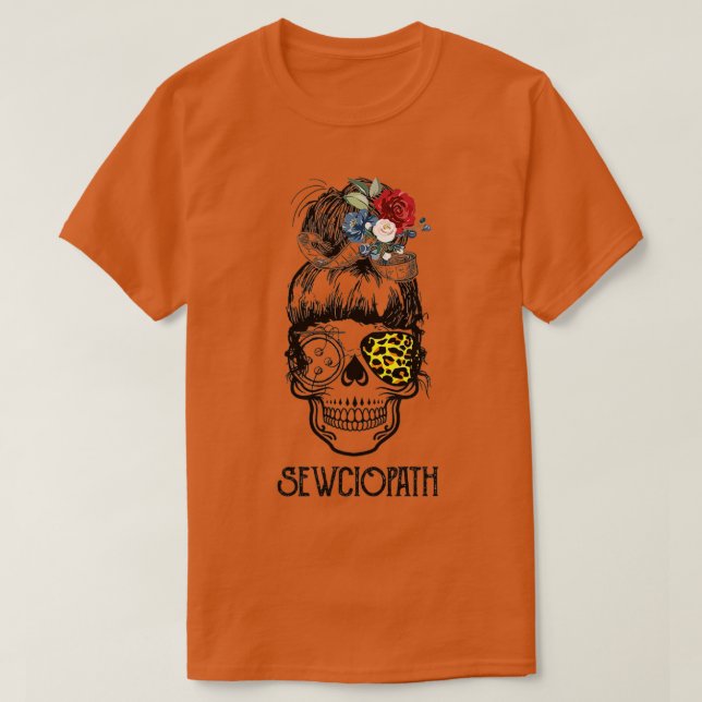 Skull Sewing Sewciopath  T-Shirt (Design Front)