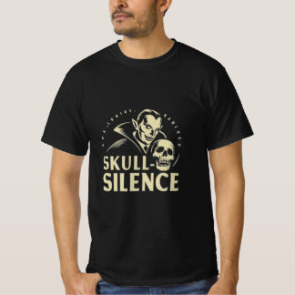 Skull-Silence: Retro Minimalist Vampire Halloween  T-Shirt