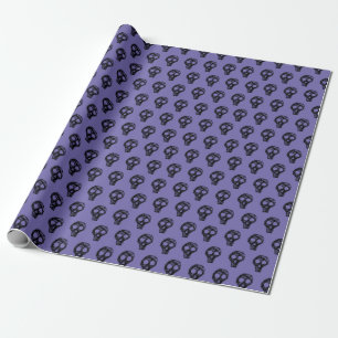 Skull Silhouette Halloween Pattern   Purple/Black Wrapping Paper