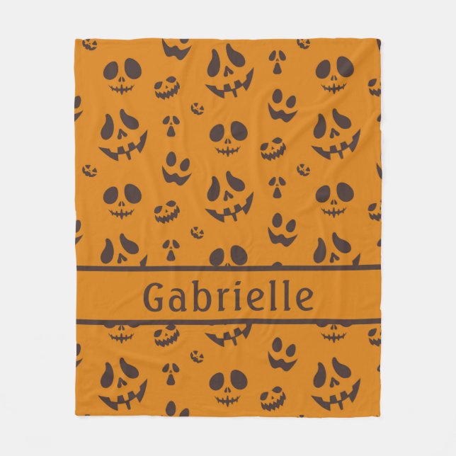 Skull Silhouette Pattern Brown Fleece Blanket (Front)