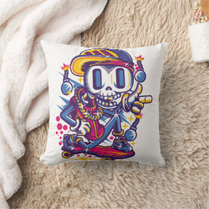 Skull Skater Throw Pillow