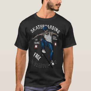 Skull Skating Skeleton Skateboard Streetwear Hip H T-Shirt