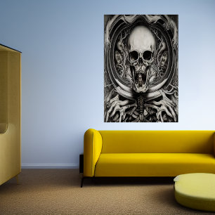 Skull, skeleton and bone AI Art Poster
