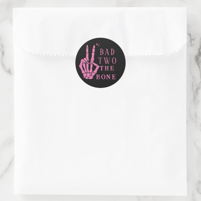 Skull Skeleton Bad to the Bone 2nd Birthday  Classic Round Sticker (Bag)