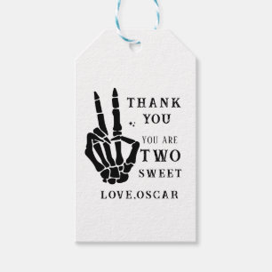 Skull Skeleton Bad to the Bone 2nd Birthday Gift Tags