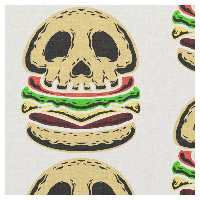 skull skeleton death spooky creepy burger  fabric (Close Up)