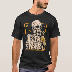 Skull Skeleton Drink Pumpkin Spice Latte Vintage H T-Shirt