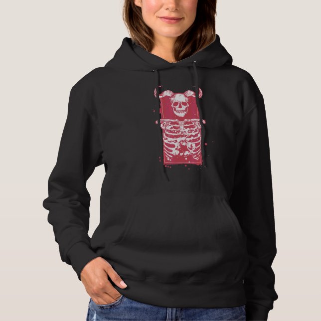Skull Skeleton Gothic Goth Art Hoodie (Front)