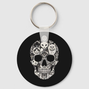 Skull Skeleton Halloween Costume Skull Cat  Key Ring