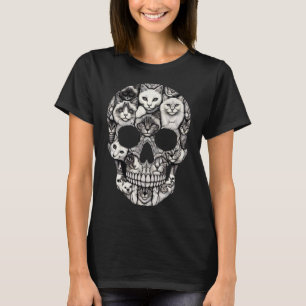 Skull Skeleton Halloween Costume Skull Cat T-Shirt