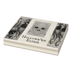 Skull Skeleton Halloween Death Maureen Girard  Pla Rubber Stamp