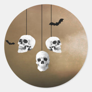 Skull Skeleton Halloween Party Freaky Night Classic Round Sticker