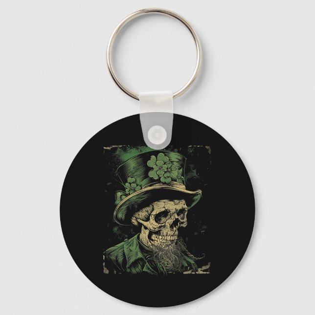 Skull Skeleton - Leprechaun St. Patrick's Day Sain Key Ring (Front)