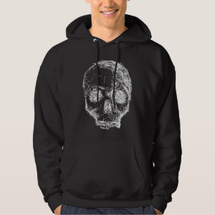 Skull Sketch. White. Hoodie