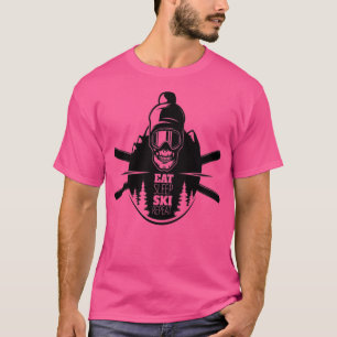 Skull Skier Eat Sleep Ski Repeat Gift T-Shirt