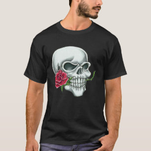 Skull  Skull  Woman  Man Print Rose T-Shirt