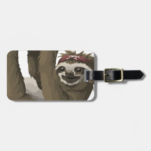 skull sloth luggage tag