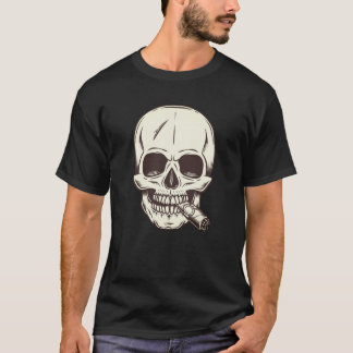Skull smoking cigar or cigarette T-Shirt