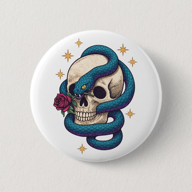 Skull Snake 6 Cm Round Badge (Front)