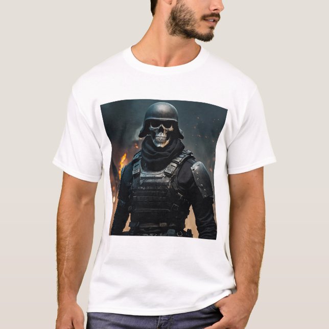 "Skull Soldier Tee: Defy with Style." T-Shirt (Front)