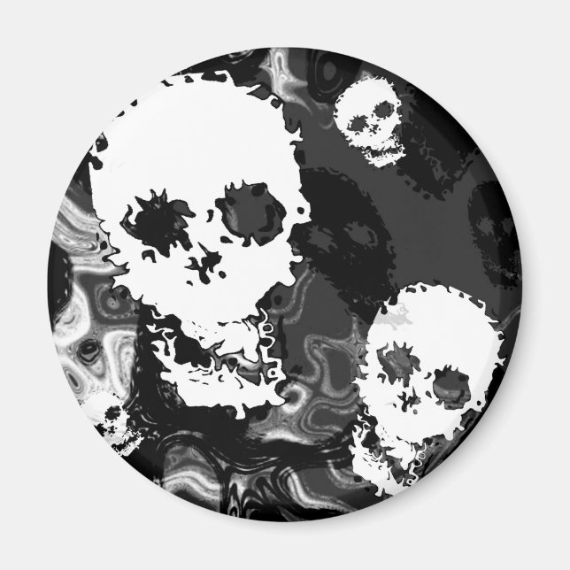 Skull Spectres B&W fridge magnet (Front)