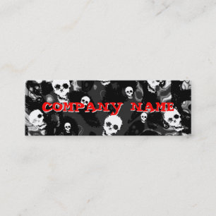 Skull Spectres B & W horizontal black skinny Mini Business Card