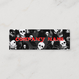 Skull Spectres B & W horizontal red skinny Mini Business Card