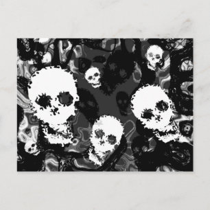 Skull Spectres B&W postcard