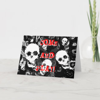 Skull Spectres B&W red 'Come and Play!' card