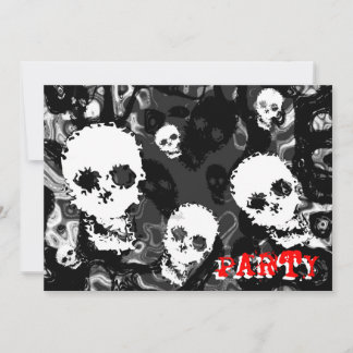 Skull Spectres B&W red 'Party' invitation