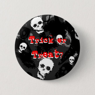 Skull Spectres B&W red 'Trick or Treat?' button