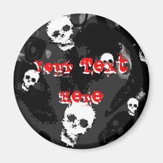 Skull Spectres B&W red 'Your Text' fridge magnet