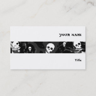 Skull Spectres B & W stripe horizontal white Business Card