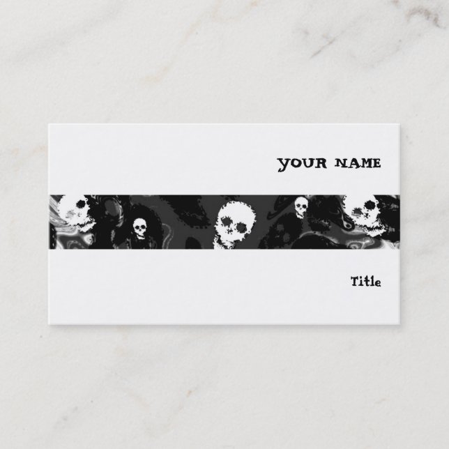 Skull Spectres B & W stripe horizontal white Business Card (Front)